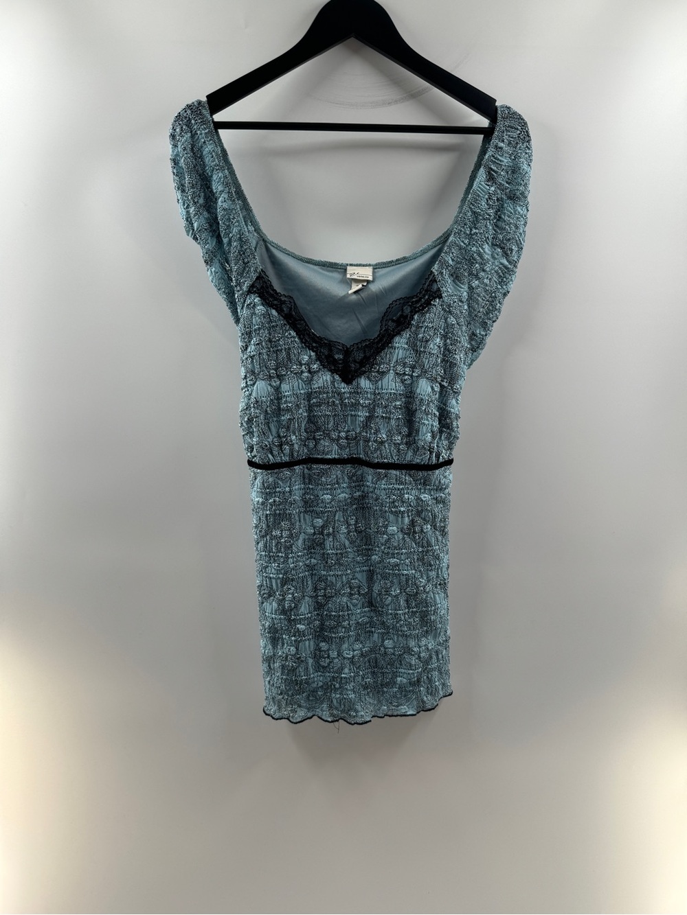 Venezia Blue Lace Trim Ruched Top – Women's 14/16 - Picture 1 of 6